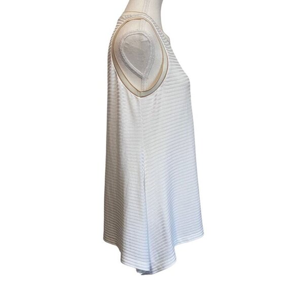 NWOT LACOSTE IVORY WHITE STRIPED NECK ASYMMETRICAL TUNIC TOP - 10 (42) - Picture 2 of 10